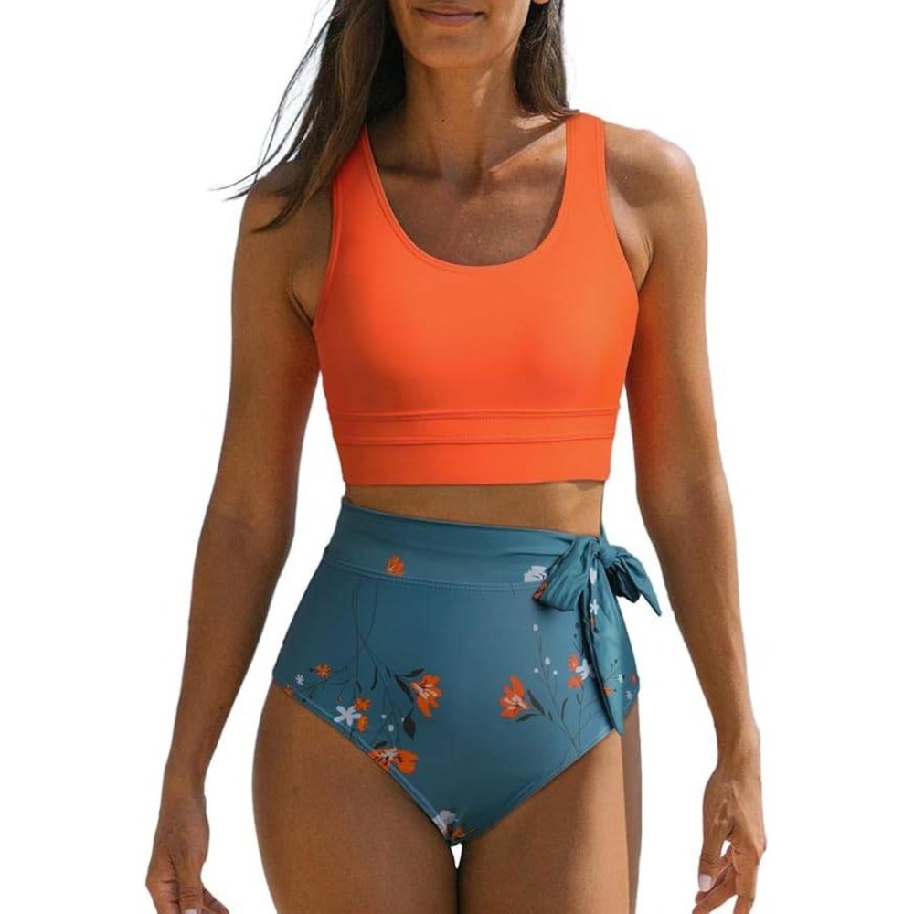 MSRP $36 Dokotoo Women's M 2 Piece Swimsuit Scoop Neck Sleeveless Racerback